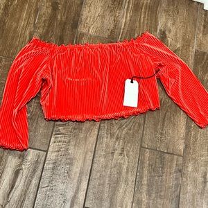NWOT Leith Velvet Off the Shoulder Crop top